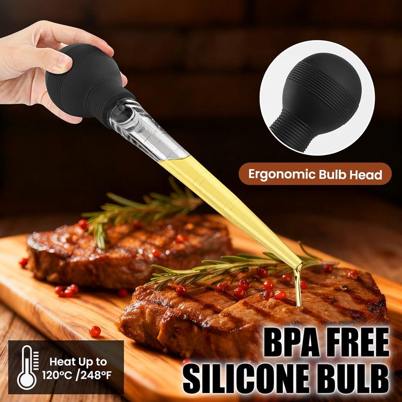 BAUSAR Large Turkey Baster for Cooking - Premium Baster Syringe for Hot Liquids - Heat-Resistant Silicone Bulb, Easy-Grip Design with Cleaning Brush - Dishwasher Safe - Baste Food with Ease - Black - Image 5